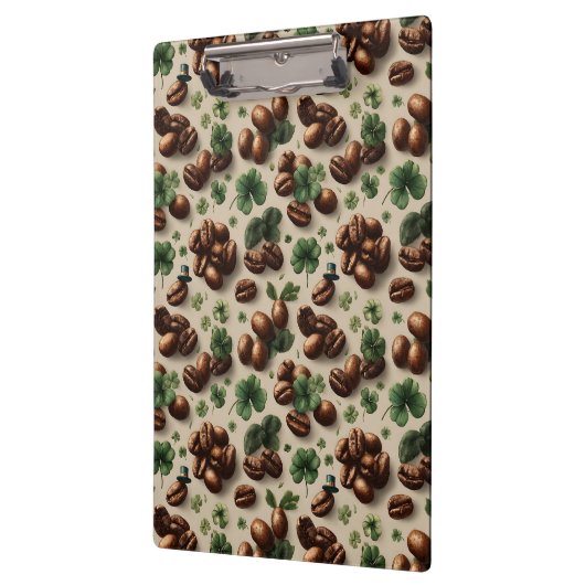 St. Patrick’s Day Coffee & Shamrock Pattern Klemmbrett (Links)