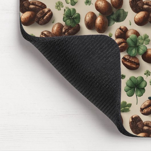 St. Patrick’s Day Coffee & Shamrock Pattern Mousepad (Ecke)