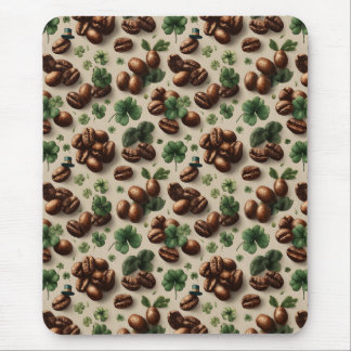 St. Patrick’s Day Coffee & Shamrock Pattern Mousepad