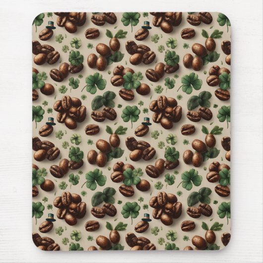 St. Patrick’s Day Coffee & Shamrock Pattern Mousepad (Vorne)