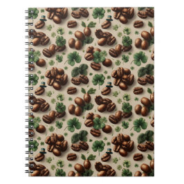 St. Patrick’s Day Coffee & Shamrock Pattern Notizblock