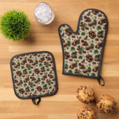 St. Patrick’s Day Coffee & Shamrock Pattern Ofenhandschuh & Topflappen-Set (Oben Unten)