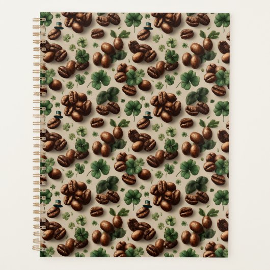 St. Patrick’s Day Coffee & Shamrock Pattern Planer (Vorderseite)