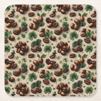 St. Patrick’s Day Coffee & Shamrock Pattern Rechteckiger Pappuntersetzer