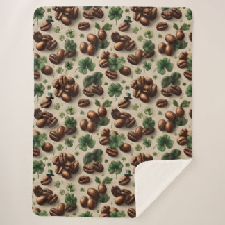 St. Patrick’s Day Coffee & Shamrock Pattern Sherpadecke