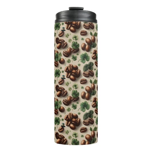 St. Patrick’s Day Coffee & Shamrock Pattern Thermosbecher (Vorderseite)