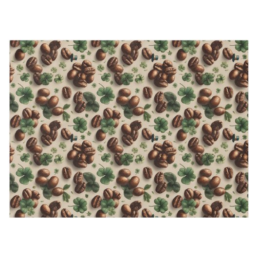 St. Patrick’s Day Coffee & Shamrock Pattern Tischdecke (Vorderseite (Horizontal))