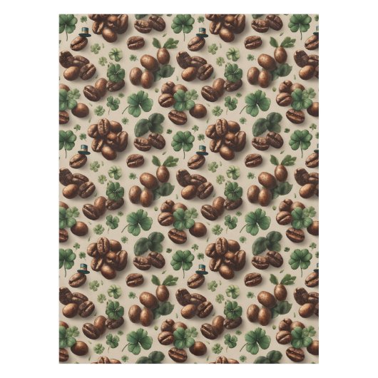 St. Patrick’s Day Coffee & Shamrock Pattern Tischdecke (Vorderseite)