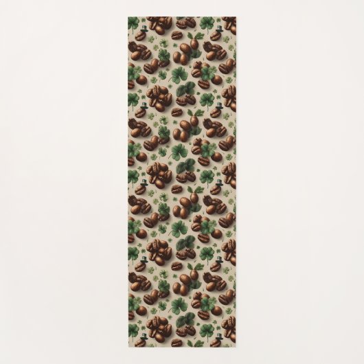 St. Patrick’s Day Coffee & Shamrock Pattern Yogamatte (Vorderseite)