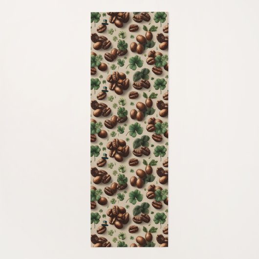 St. Patrick’s Day Coffee & Shamrock Pattern Yogamatte (Rückseite)