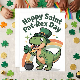 St. Patrick’s Day Dinosaur Kinderkarte Feiertagskarte