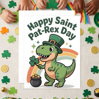 St. Patrick’s Day Dinosaur Kinderkarte Feiertagskarte