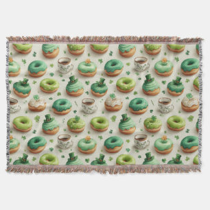 St. Patrick’s Day Donuts & Coffee Wasserfarben Decke