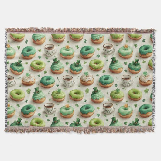 St. Patrick’s Day Donuts & Coffee Wasserfarben Decke (Vorderseite)
