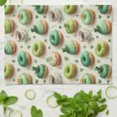 St. Patrick’s Day Donuts und Kaffee Wasserfarbe Geschirrtuch (Gefaltet)