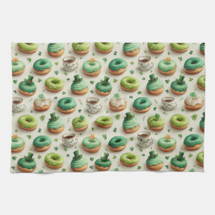 St. Patrick’s Day Donuts und Kaffee Wasserfarbe Geschirrtuch
