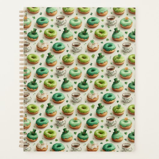 St. Patrick’s Day Donuts und Kaffee Wasserfarbe Planer (Vorderseite)