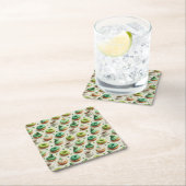 St. Patrick’s Day Donuts und Kaffee Wasserfarbe Rechteckiger Pappuntersetzer (Vor Ort)