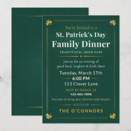 St. Patrick’s Day Familienessen Traditionell Irisc Einladung