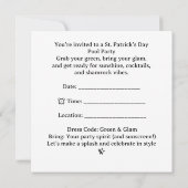 St. Patrick’s Day Glam Cat Pool Party  Einladung (Rückseite)