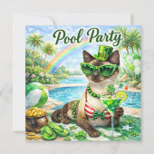 St. Patrick’s Day Glam-Cat-Poolparty Einladung (Vorderseite)