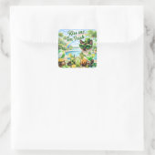 St. Patrick’s Day Glam-Cat-Poolparty  Quadratischer Aufkleber (Tasche)