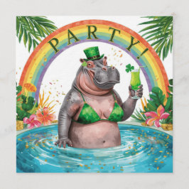 St. Patrick’s Day Glam Hippo Bikini Einladung