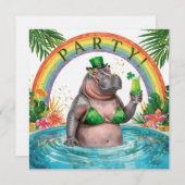 St. Patrick’s Day Glam Hippo Bikini Einladung (Vorne/Hinten)