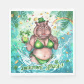 St. Patrick’s Day Glam Hippo Bikini in the pool  Serviette (Vorderseite)