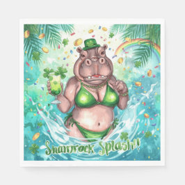 St. Patrick’s Day Glam Hippo Bikini in the pool Serviette