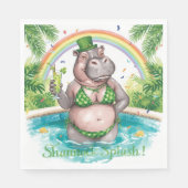 St. Patrick’s Day Glam Hippo Bikini in the pool  Serviette (Vorderseite)