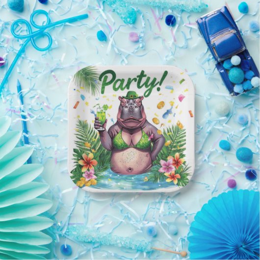 St. Patrick’s Day Glam Hippo Bikini  Pappteller (Party)