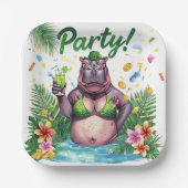 St. Patrick’s Day Glam Hippo Bikini Pappteller (Vorderseite)