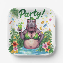 St. Patrick’s Day Glam Hippo Bikini Pappteller