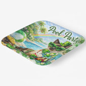 St. Patrick’s Day Glam Katzen-Poolparty  Pappteller (Gewinkelt)