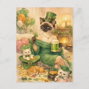St. Patrick’s Day Glamour-Katze Feiertagspostkarte