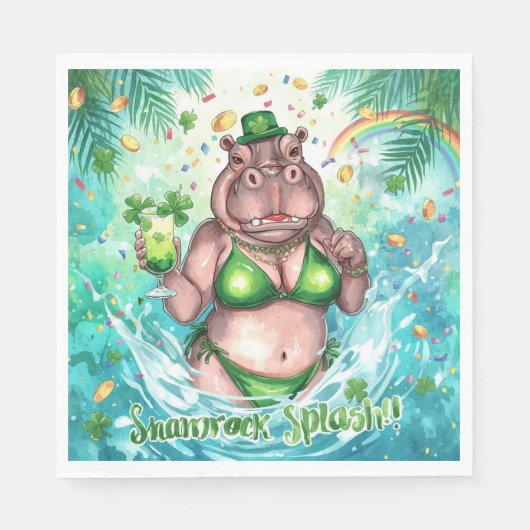 St. Patrick’s Day Glamour-Nilpferd-Bikini im Pool Serviette (Vorderseite)