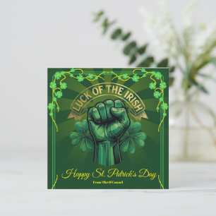St. Patrick’s Day Glück der Iren Faust Shamrock Feiertagskarte