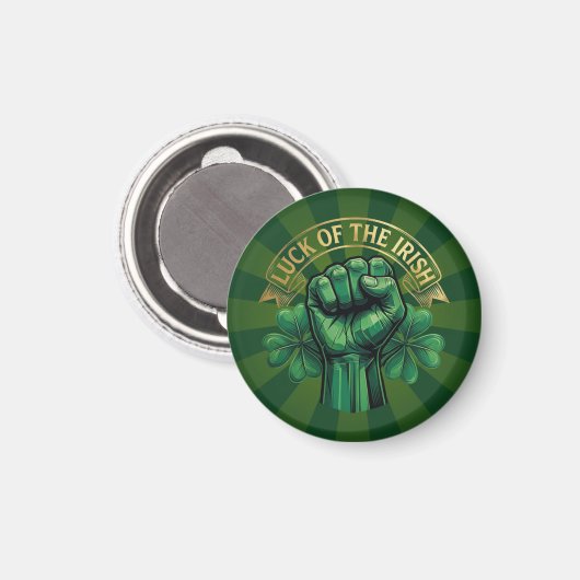St. Patrick’s Day Glück der Iren Faust Shamrock Magnet (Vorderseite/Rückseite)