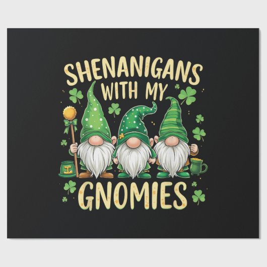 St Patrick’s Day Glücks Kleeblatt Gnom  Geschenkpapier (Flach)