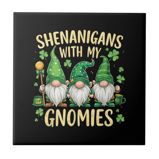 St Patrick’s Day Glückskleeblatt-Gnom Fliese (Vorderseite)