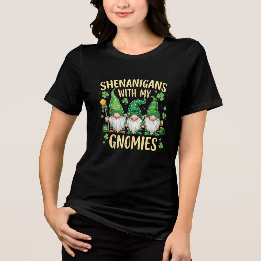 St Patrick’s Day Glückskleeblatt Gnom  Tri-Blend Shirt (Vorderseite)