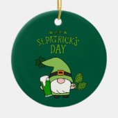 St. Patrick’s Day Gnom Grüne Keramik Ornament (Vorne)