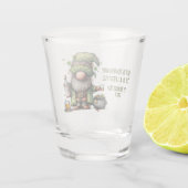 St. Patrick’s Day Gnom-Illustration mit Kleeblatt Schnapsglas (Rückseite)