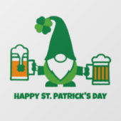 St. Patrick’s Day Gnom mit Bierkrug Fensteraufkleber (Blatt)