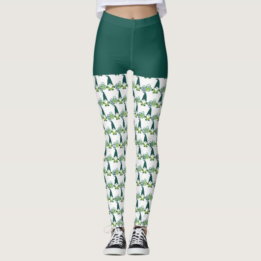 St. Patrick’s Day Gnom mit Bierkrug Leggings (Vorderseite)