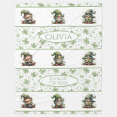 St. Patrick’s Day Gnom-Muster mit Shamrocks Fleecedecke (Vorderseite)