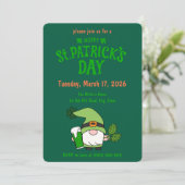 St. Patrick’s Day Gnome Green Invitation Einladung (Stehend Vorderseite)