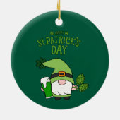 St. Patrick’s Day Gnome Green  Keramik Ornament (Hinten)