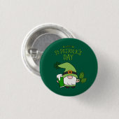 St. Patrick’s Day Gnome Green Round Button (Vorne & Hinten)